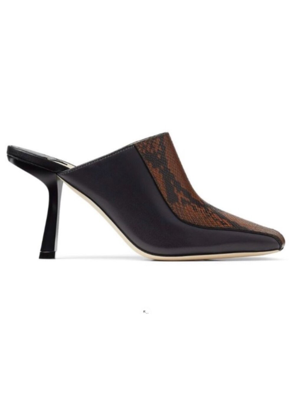 Jimmy Choo Marcel 85mm Snake Effect Leather Square-Toe Mules (Black Tan) - Picture 3 of 15